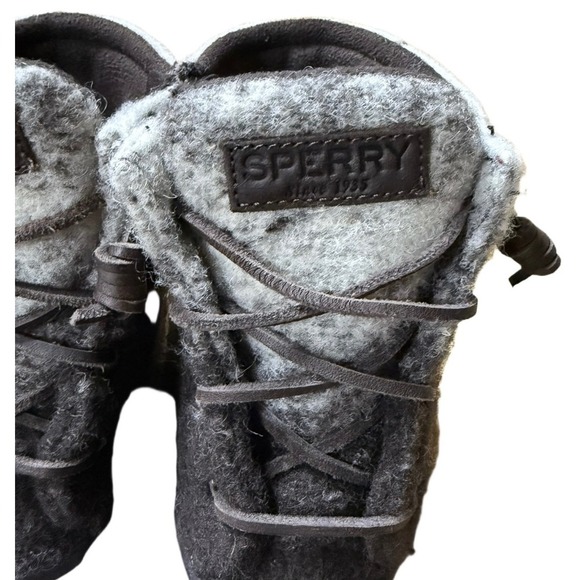 Sperry Dark Brown 100% Wool Duck Boots Weather Boots Size Women's 8 1/2 - Picture 2 of 7